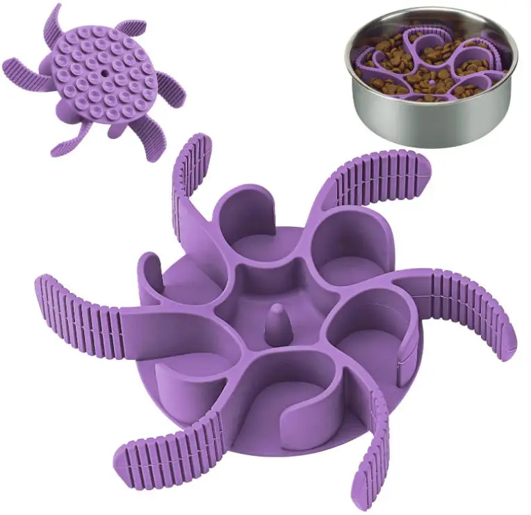 Dog Slow Feeder Bowls Silicone Spiral Pet Food Feeder Insert to Slow Down Perfect with Stainless Steel Glass Ceramic Pet Bowls