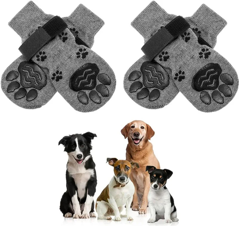 Dog Socks Anti Slip with Straps Large Medium Dogs Stripes Socks Shoes Cover Pet Paw Protector