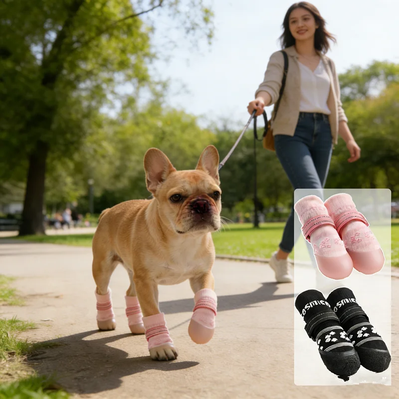 Dog Socks Shoes for Pets All Season Use Anti Slip Waterproof Soft Sole Durable Paw Protection Boots for Indoor and Outdoor Use