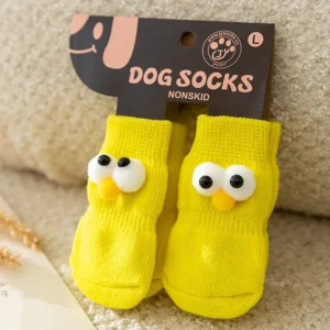 Dog Socks for All Seasons Cute Big Eyed Pet Cartoon Knitted Cat Anti slip Warm Dog Cotton Socks