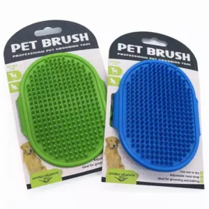 Dog Soothing Massage Rubber Comb Pet Cat Dog Cleaning Grooming Shampoo Bath Brush with Adjustable Ring Handle