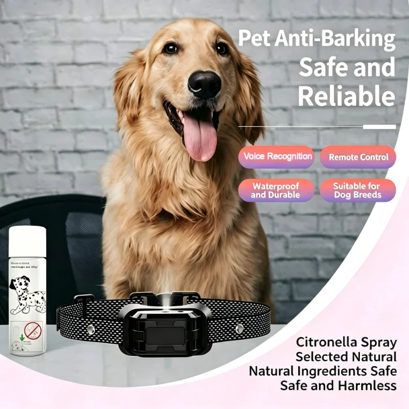 Dog Spray Anti Bark Control Collar Rechargeable Plastic Waterproof Long Battery Life