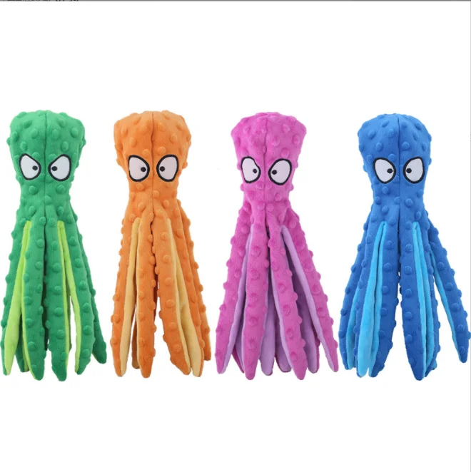 Dog Squeaky Toys Octopus No Stuffing Crinkle Plush Dog Toys Durable Interactive Cute Dog Chew Toys for Pet