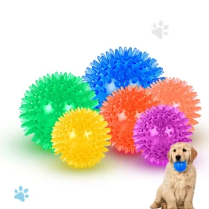 Dog Squeaky Toys TPR Elastic Ball Squeak Sound Spikes Bite-resistant Clean Teeth Pet Chew Toy Ball