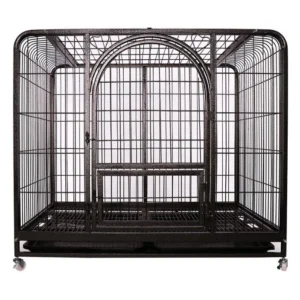 Dog Stainless Steel Kennel Breeding Black Cage with Wheels