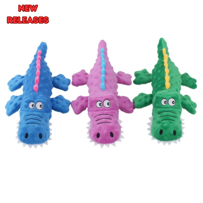 Dog Stuff Plush Squeak Crinkle Toys Animal Crocodile Alligator for Pet Chew Play Toys Durable