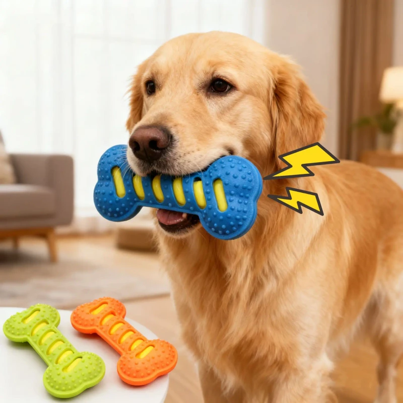 Dog Toy Bite Resistant Molar Rod Interactive Training Dog Toy Rubber Sound Bone Pet Supplies for Dog Pet