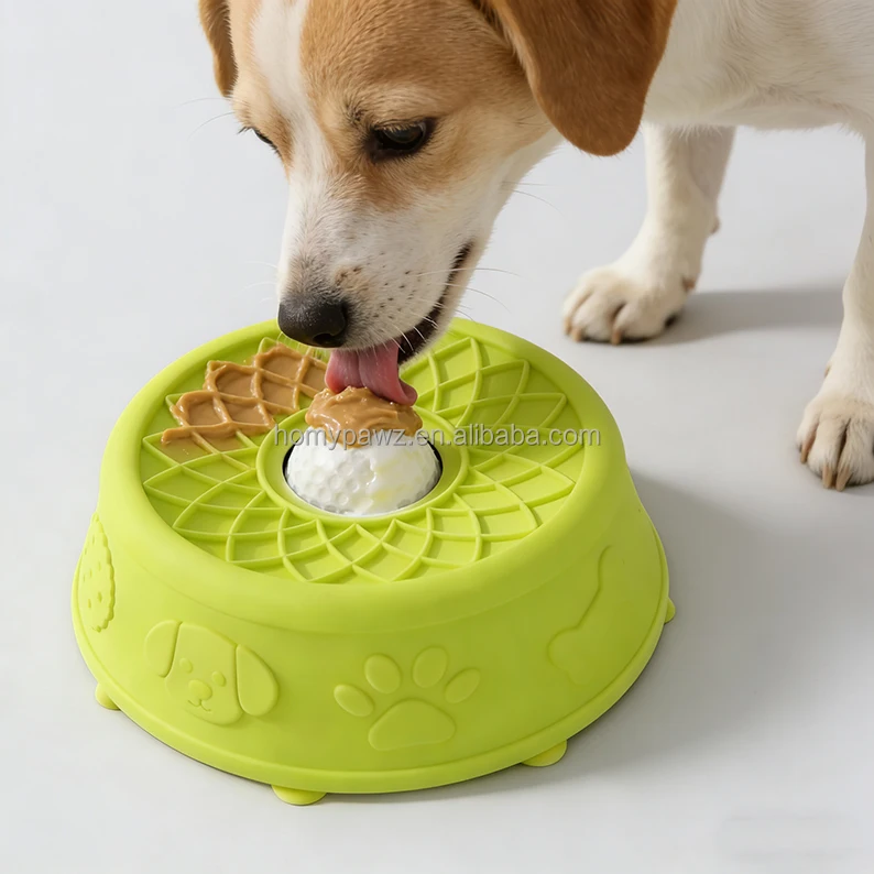 Dog Toy Treat Dispenser Anti Slip Dog Liquid Treat Ball Lick Bowl Silicone Enrichment Mat