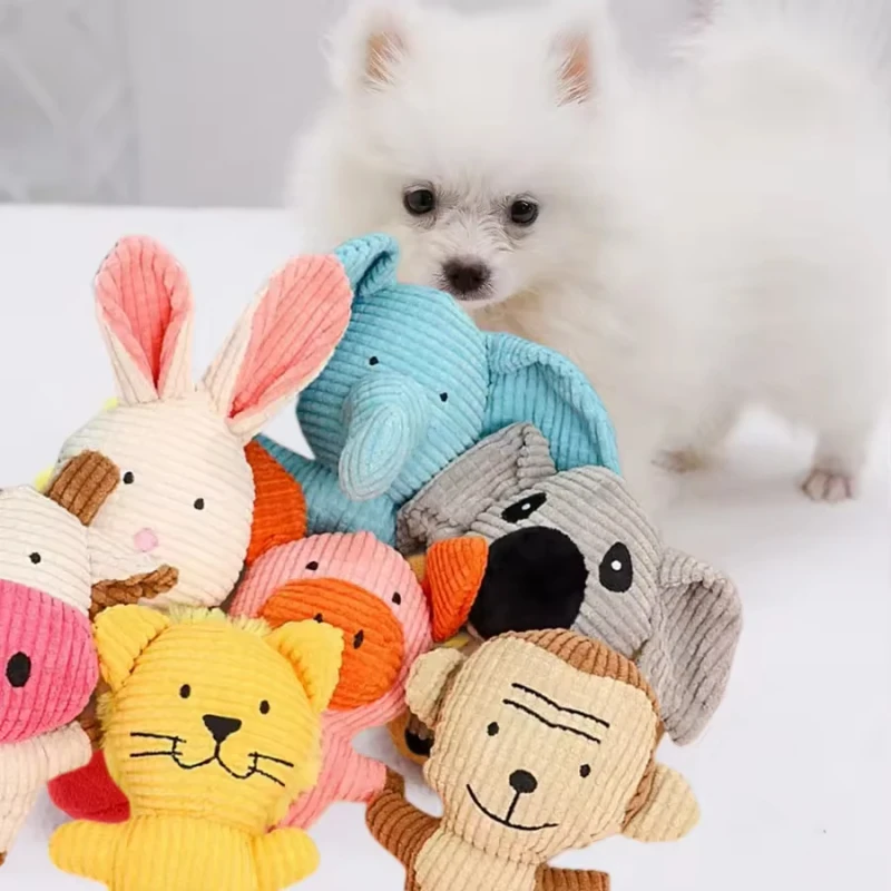 Dog Toy Unbreakable Stuffed Plush Dog Toy Puppy Teeth Clean Interactive Squeaky Dog Chew Toy