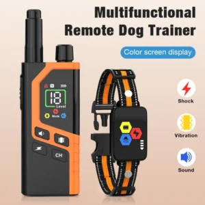 Dog Trainer with Multifunctional Intelligent Color Screen Display Waterproof Remote Control and Bark Stop Device