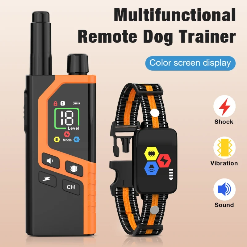 Dog Trainer with Multifunctional Intelligent Color Screen Display Waterproof Remote Control and Bark Stop Device