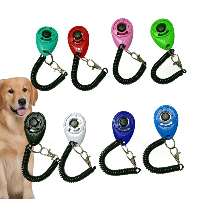 Dog Training Clicker Pet Cat Plastic Dogs Click Trainer Aid Tools Adjustable Wrist Strap Sound Key Chain Dog Supplies