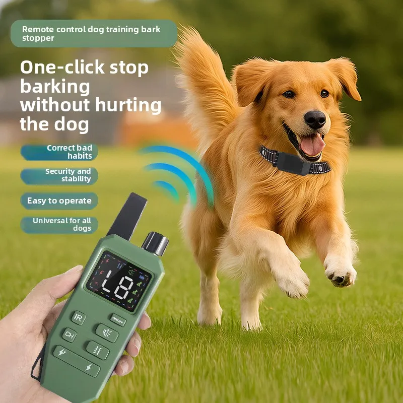 Dog Training Device Dog Bark Stopper Pet Ultrasonic Vibration and Shock Collar Adjustable Anti Barking Trainer Plastic
