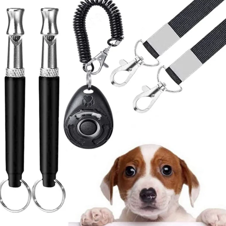 Dog Training Kit with Clicker Adjustable Ultrasonic Silent Plastic Dog Whistle and Lanyard Training Behavior Aids Accessories