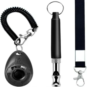 Dog Training Kit with Clicker Adjustable Ultrasonic Silent Plastic Dog Whistle and Lanyard Training Behavior Aids Accessories