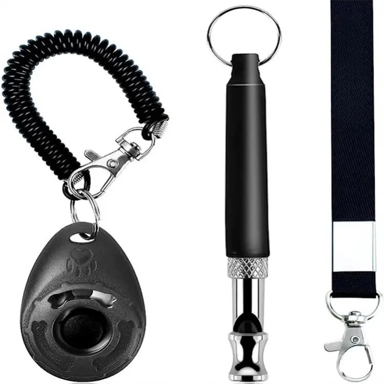 Dog Training Kit with Clicker Adjustable Ultrasonic Silent Plastic Dog Whistle and Lanyard Training Behavior Aids Accessories