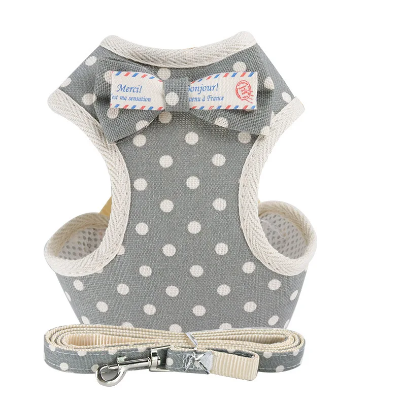 Dog Walking Vest Harness and Leash Set for Dogs and Cats with Bowknot
