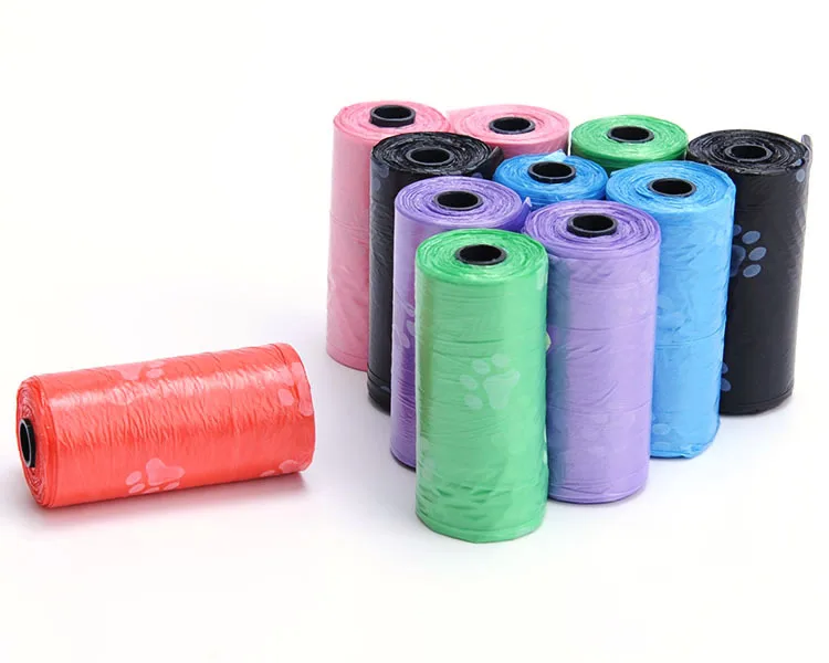 Dog Waste Bags Environmental Friendly Unscented with Dog Footprint for Poop Removal Disposal