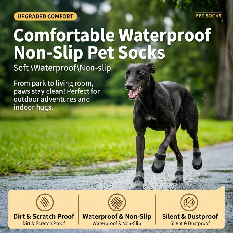 Dog Waterproof Sock Outdoor Anti Slip Paw Protector Dog Boots Shoes for Hot Pavement for All Season Small to Large Pet Clothing