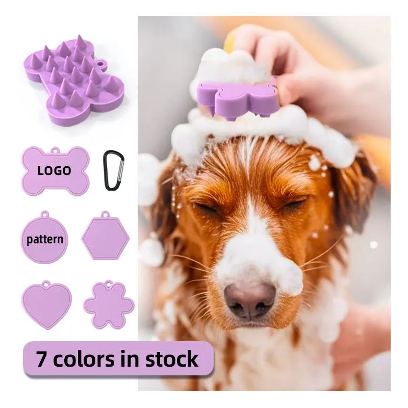Dogs Grooming Brush Premium Soft Silicone Pet Bath Brushes with Comb for Wet Dry Long Short Haired Cats Massaging Desheddings