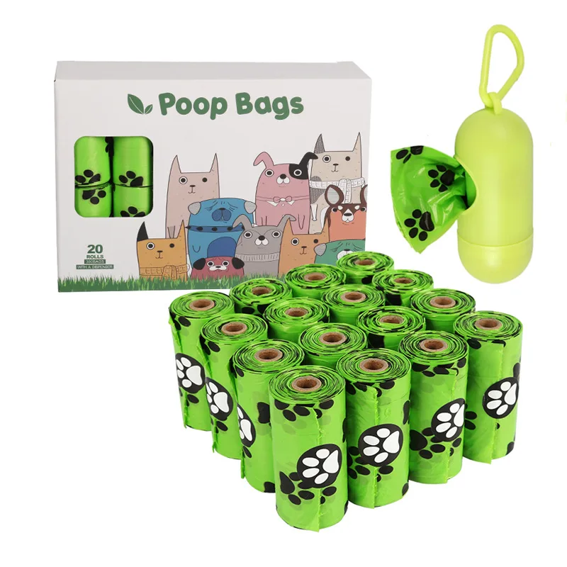 Dogs Products Pet Waste Disposal Eco Friendly Compostable Biodegradable Dog Poop Bags With Dispenser