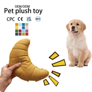 Dogs and Cats Soft Croissant Crinkle Squeaky Pet Supplies Interactive Plush Pet Toy Durable Chew Toy With Sound
