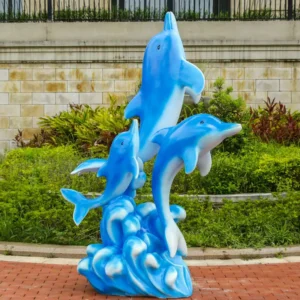Dolphins Fiberglass Sculpture Ocean Theme Resin Animal Statue Aquarium Amusement Park Seaside Plaza Art Decoration