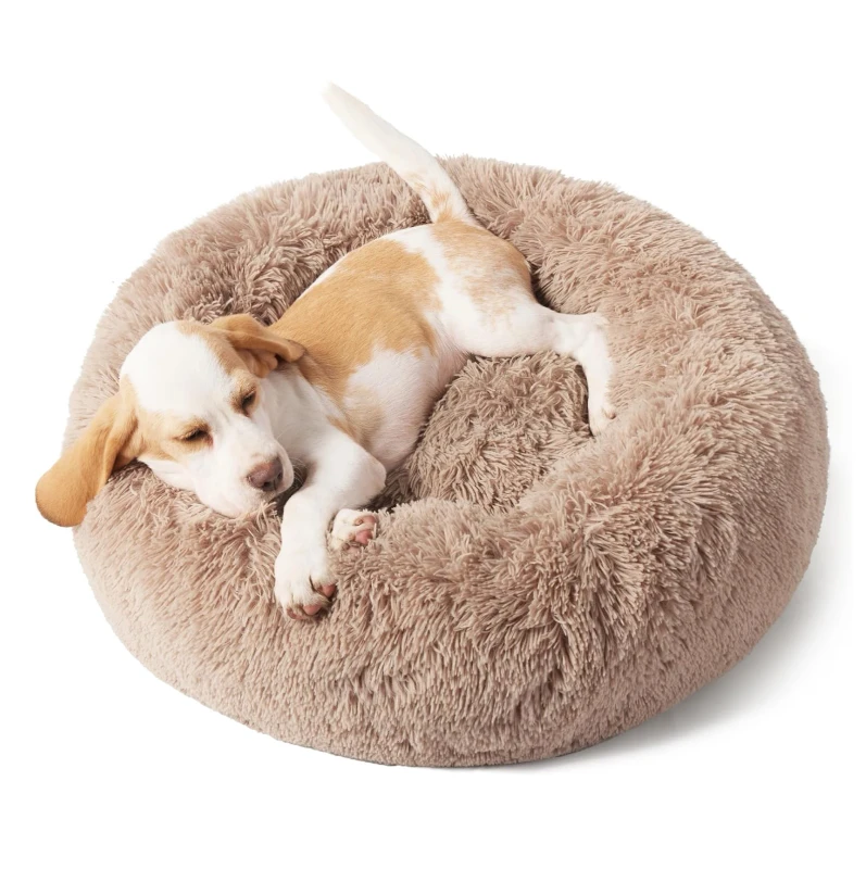 Donut Washable Pet Beds Round Fluffy Plush Faux Fur Large Cat Dog Sleeping Bed for Indoor Outdoor Using