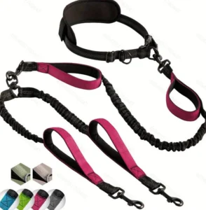 Double Dog Leash with Two Extra Traffic Handles 360 Swivel No Tangle Dual Dog Walking Leash Comfortable Shock Absorbing