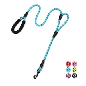 Double Handle Soft Nylon Traction Rope for Large Dogs Strong Reflective Pet Leads Custom Printed Logo Dog Leash for Dog