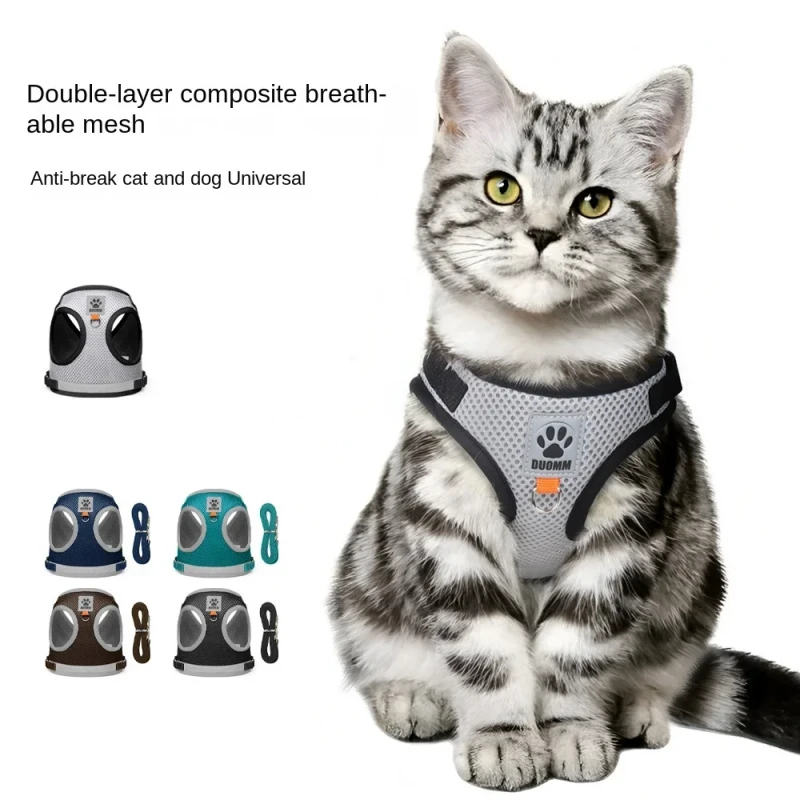 Double Layer Breathable Mesh Dog Harness Reflective Safety Pet Harness and Leash Set Pet Products