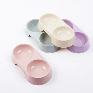 Double Pet Bowls Dog Food Water Feeder Pet Drinking Dish Feeder