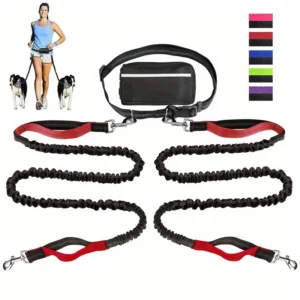 Double Pet Leash Reflective Eco-friendly Waterproof Nylon Dogs Cats Adjustable Quick Release