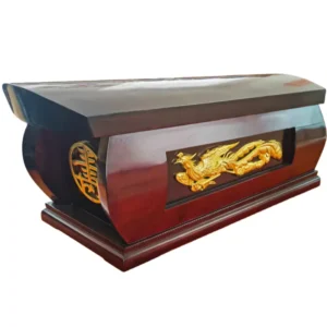 Dragon Phoenix Carved Solid Wood European Style Cremation Urn Moisture Proof Elderly Memorial Brown Gold Black Pet & Baby