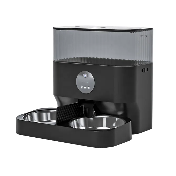 Dual Bowl Smart Plastic ABS Waterproof Pet Feeder LCD Display APP Controlled Battery Charge Powered Automatic 5L Timing Feeding