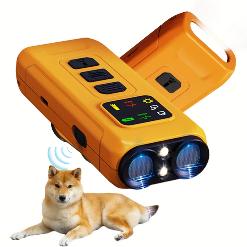 Dual Head Dog Repellent Device with LED Flash Outdoor Barking Control Device Rechargeable Dog Bark Deterrent Devices