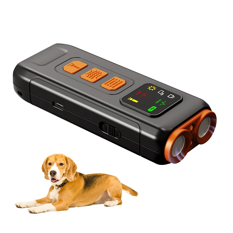 Dual Head Rechargeable Dog Bark Deterrent Device LED Flash Outdoor Barking Control Plastic Dog Repellent Devicer
