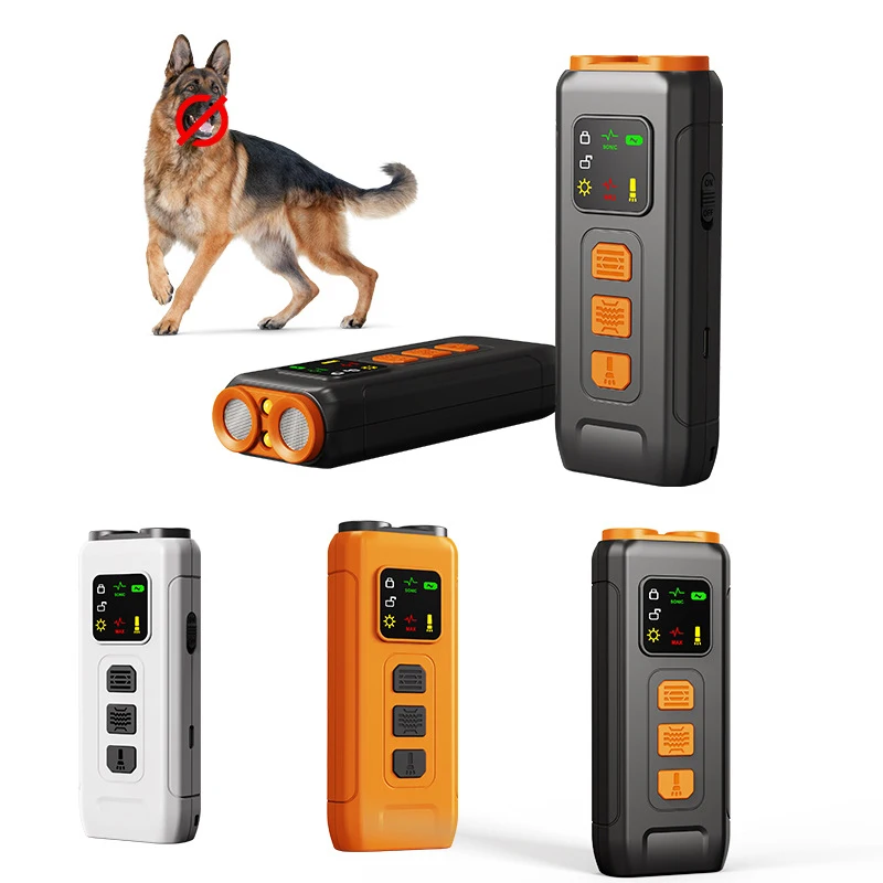 Dual-Head Rechargeable Dog Bark Deterrent Device LED Flash Outdoor Barking Control Plastic