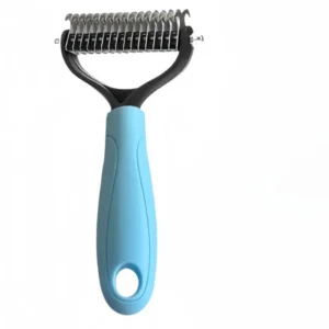 Dual Sided Undercoat Rake for Cats Dogs Stainless Steel Dematting Tool for Pet Grooming Hair Removal