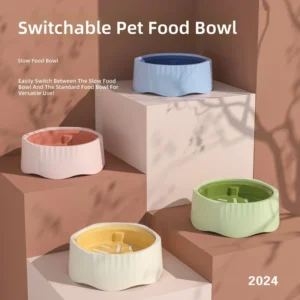 Dual use Switchable Pet Bowl Slow Feeder & Regular 4 Colors Bulk