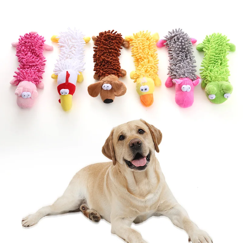 Durable 6 Animal Shapes Squeaky Pet Toys, Bite Dog Plush Toys