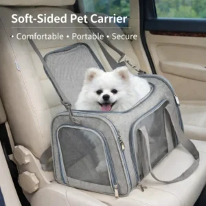 Durable Airline Approved Pet Carrier Bag Soft Sided Collapsible Travel Carrier for Small Dogs Cats Zipper Closure