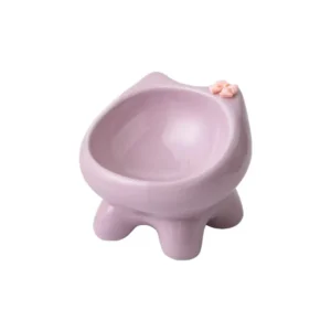 Durable Ceramic Rounded Cat Dog Elevated Pet Food Bowl Non Slip Base Color Pattern Waterproof Easy Clean Eco Friendly