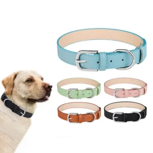 Durable Colorful Round Puppy Collars PU Pet Neck Collar for Small Medium Large Dogs Cats
