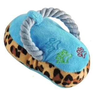 Durable Dog Chewing Toy Squeaky Rope Shoes Plush Pet Toys Soft Cotton Dog Chew Interactive Shoes Activity Toy