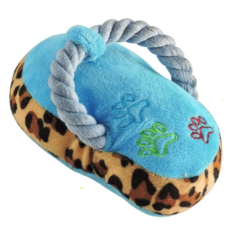 Durable Dog Chewing Toy Squeaky Rope Shoes Plush Pet Toys Soft Cotton Dog Chew Interactive Shoes Activity Toy