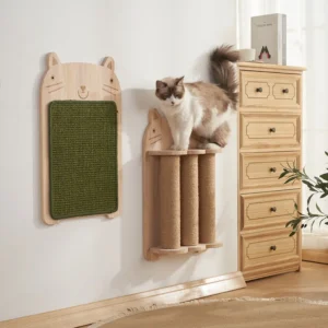 Durable Dust Free Solid Wood Sisal Vertical Cat Scratch Board Cat Tree & Scratcher for Home Use Claw Grinding Supplies