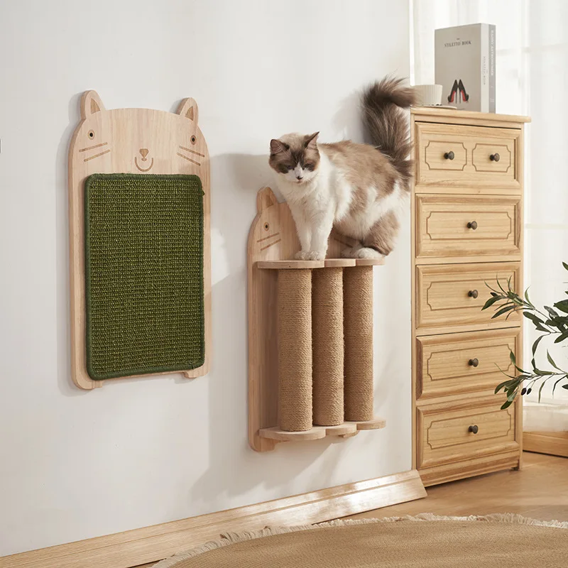 Durable Dust Free Solid Wood Sisal Vertical Cat Scratch Board Cat Tree & Scratcher for Home Use Claw Grinding Supplies