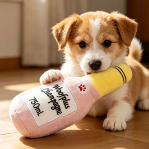 Durable Eco Friendly Cotton Wine Bottle Squeaky Soft Plush Dog Toy Cute Design Interactive