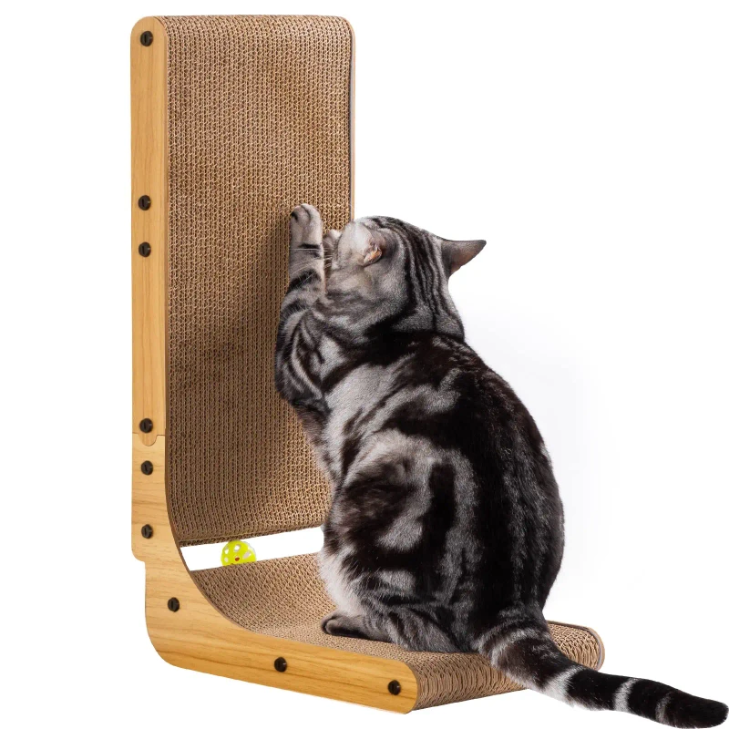 Durable Eco-Friendly L-Shaped Corrugated Cat Scratcher Mat Non-Shedding Paper Cardboard Cat Toy Cat Tree